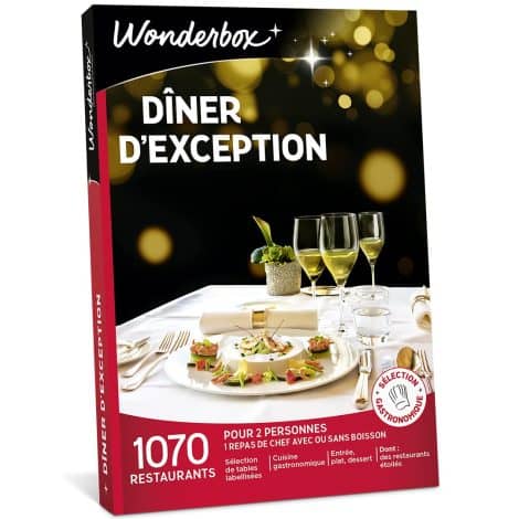 Coffret cadeau dîner d’exception avec plus de 1.070 restaurants gastronomiques réputés, labellisés ou étoilés pour 2 personnes.