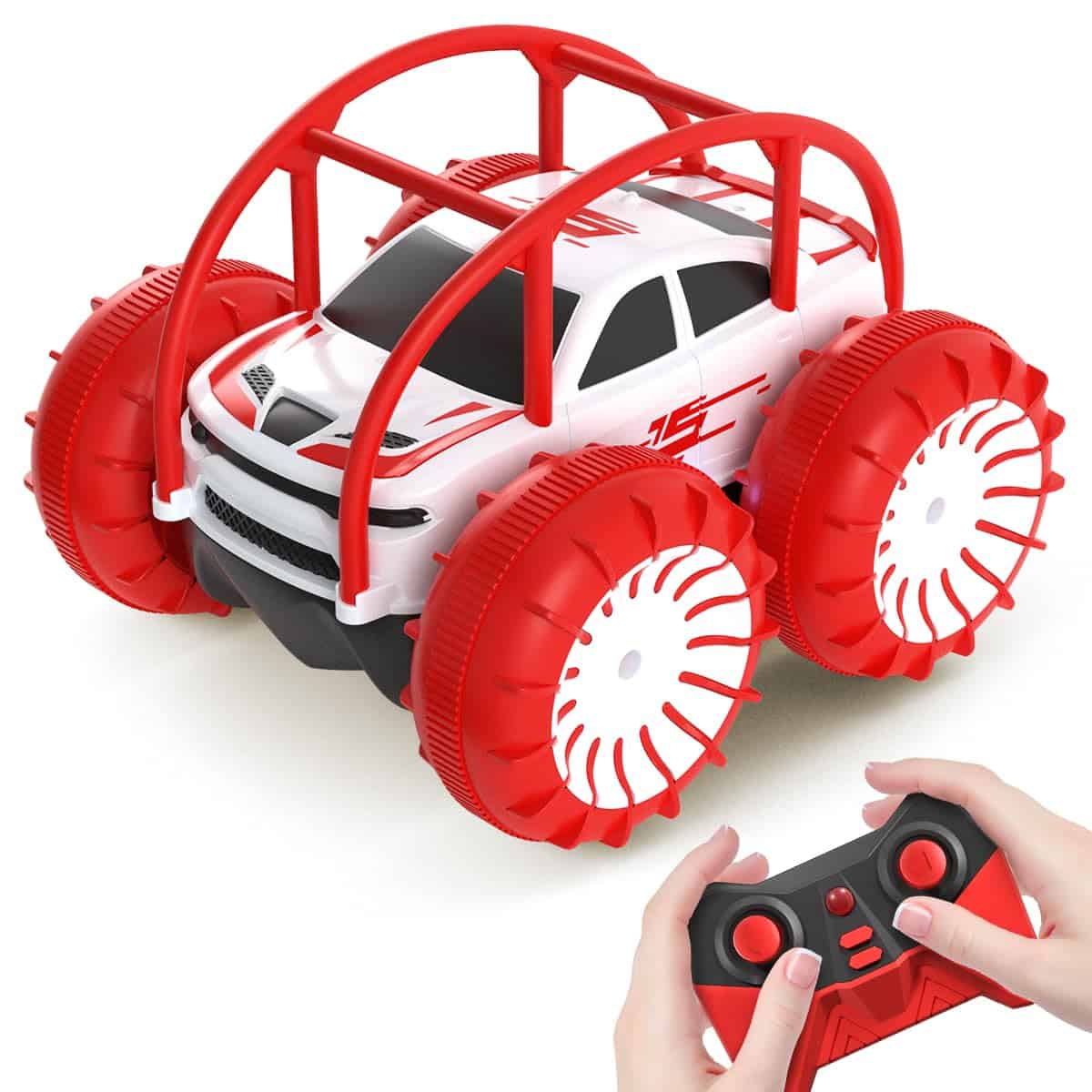 MaxTronic Chargement Direct Voiture télécommandée Tout Terrain Enfant 4WD 360° Rotation avec LED Colorée, 2.4 GHZ Voiture Radiocommandée Crawlers Rapide Étanche, Noël Cadeau 3-12 Ans Garçon Fille