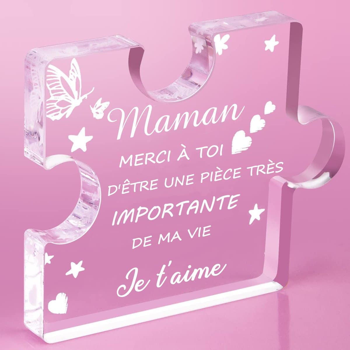 FANAOREN Cadeau Maman, Cadeau Fete des Meres, Gravure Acrylique Bloc Puzzle, Cadeau Anniversaire Maman, Cadeau pour Maman, Cadeau Anniversaire Femme, Cadeau Noel Maman, Cadeau Saint Valentin Femme