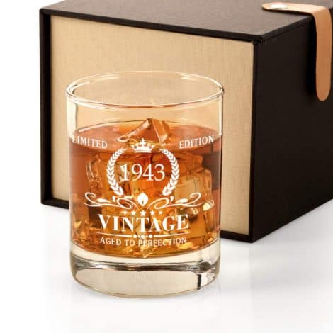 Verre à whisky vintage Triwol 1943 – Cadeau amusant pour homme de 80 ans, papa, fils, mari, frère. Idée d’anniversaire.