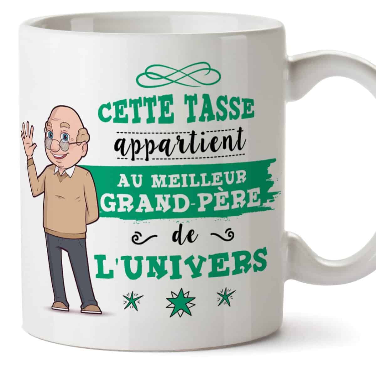 Mugffins Papi Tasse/Mug - Cette Tasse Appartient au Meilleur Grand-Père de l'univers - Tasse Originale/Idee Fête des Pères/Cadeau Anniversaire/Future Papi. Céramique 350 ML