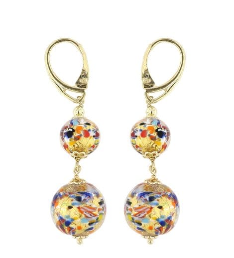 Boucles d’oreilles longues pour femme en verre de Murano et argent 925, certifié Made in Italy.