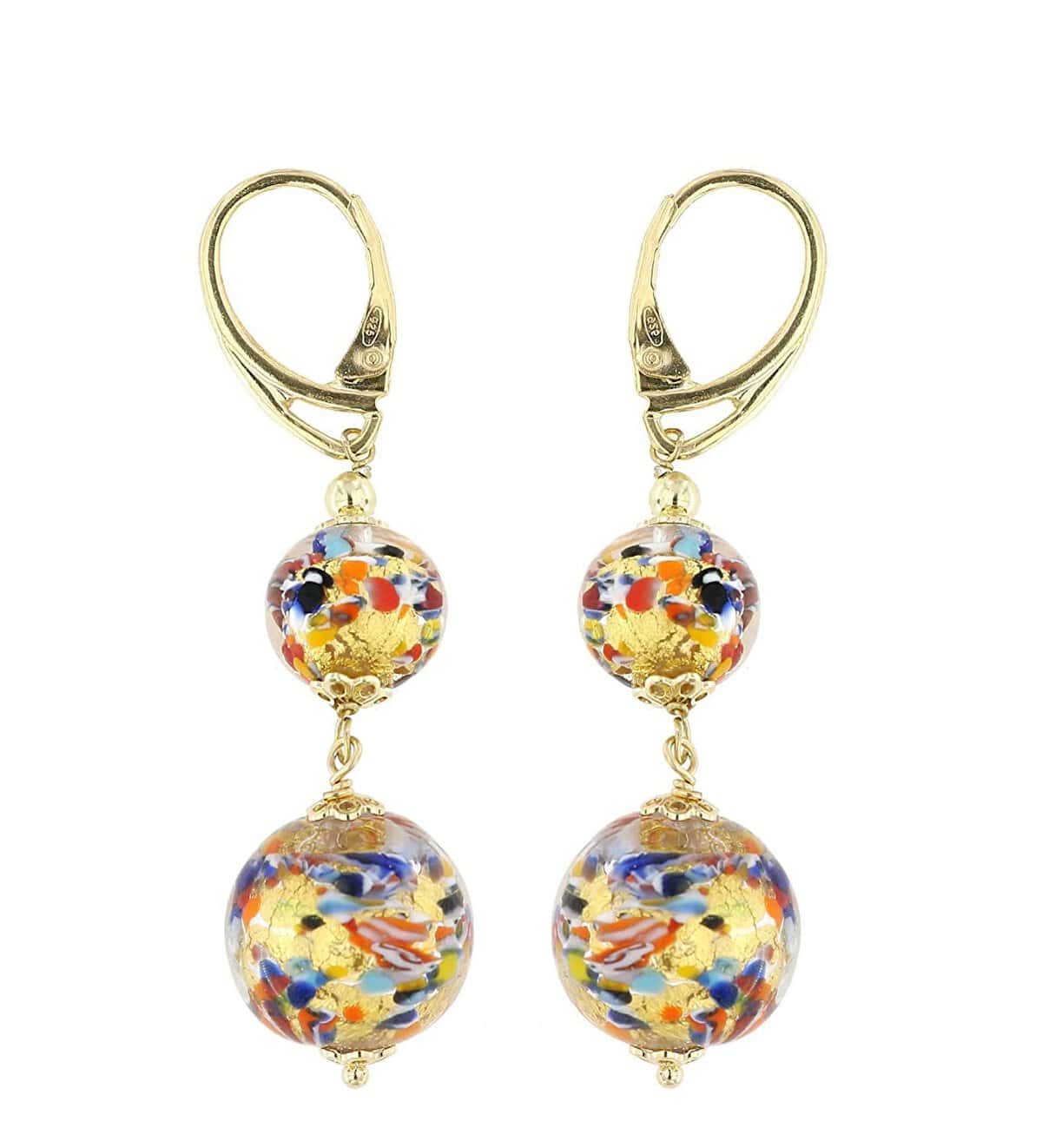 Venetiaurum - Boucles d'oreilles longues pour femme en verre de Murano et argent 925 - Bijou certifié Made in Italy