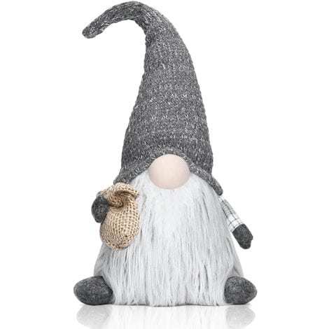 Peluche de Noël EKARSEN GNOME 50cm, Tomte scandinave fait main, cadeau original pour enfants (Gris).