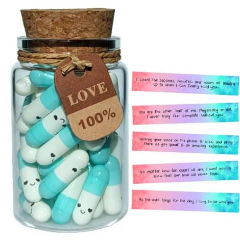 Cadeaux Relation à Distance: Lettres Préécrites en Capsule Cadeau Saint-Valentin Original pour Couple (Bleu LDR 50pcs)