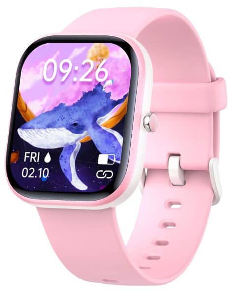 Montre connectée pour enfants, suivi d’activité avec fréquence cardiaque, étanche IP68, 8 modes sportifs, cadeau pour garçons et filles.