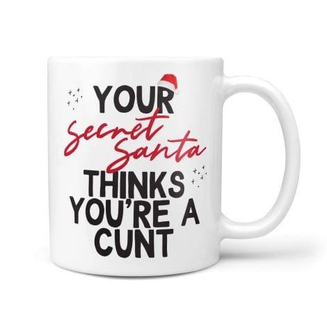 Votre tasse « cadeau secret du Père Noël » pense que vous êtes une personne peu aimable – ©TeHeGifts.