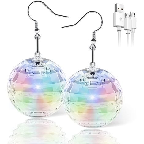 Boucles d’oreilles LED disco avec 16 modes d’éclairage, rechargeables, pour femmes, accessoires lumineux.