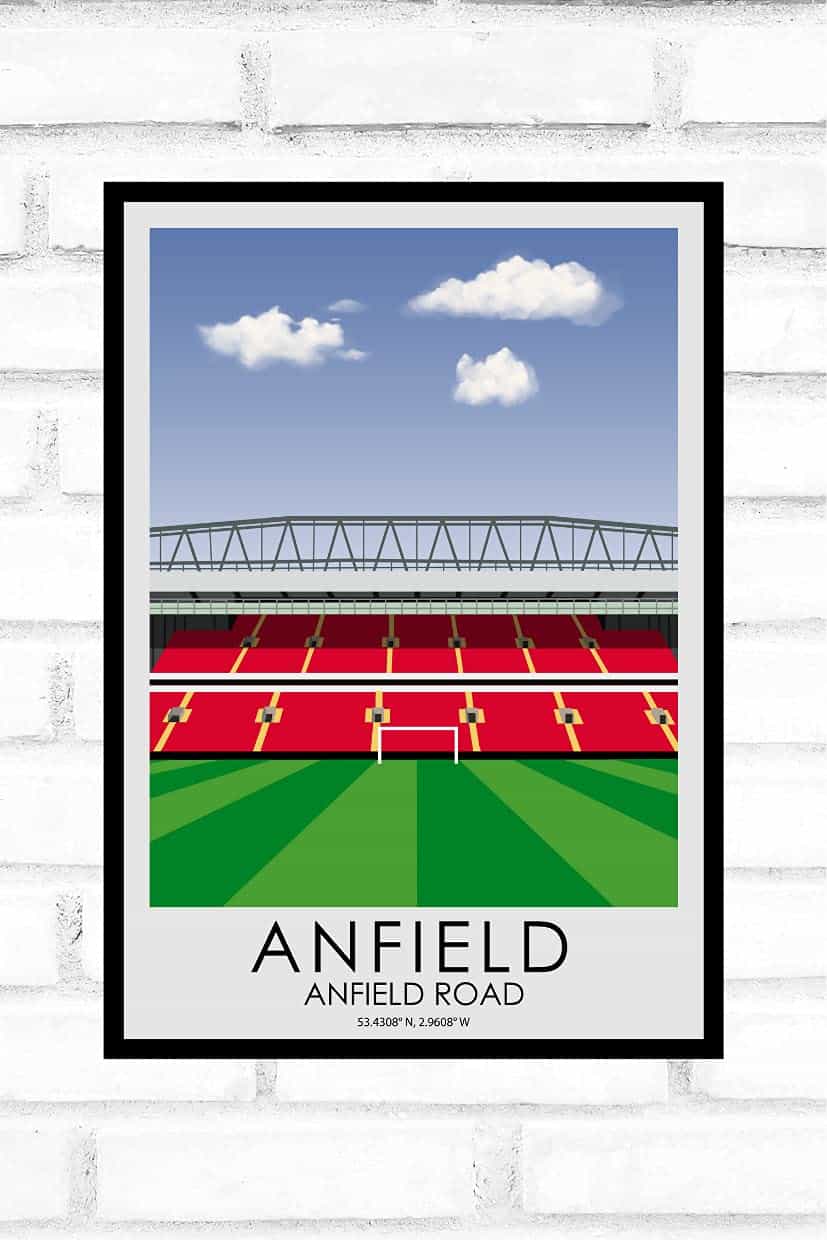 Hewson's Gifts Impression du stade de football de Liverpool Anfield – Cadeau pour un fan de football – Cadeau pour papa, frère, fils – Cadeau de football (Liverpool A4 (Anfield))