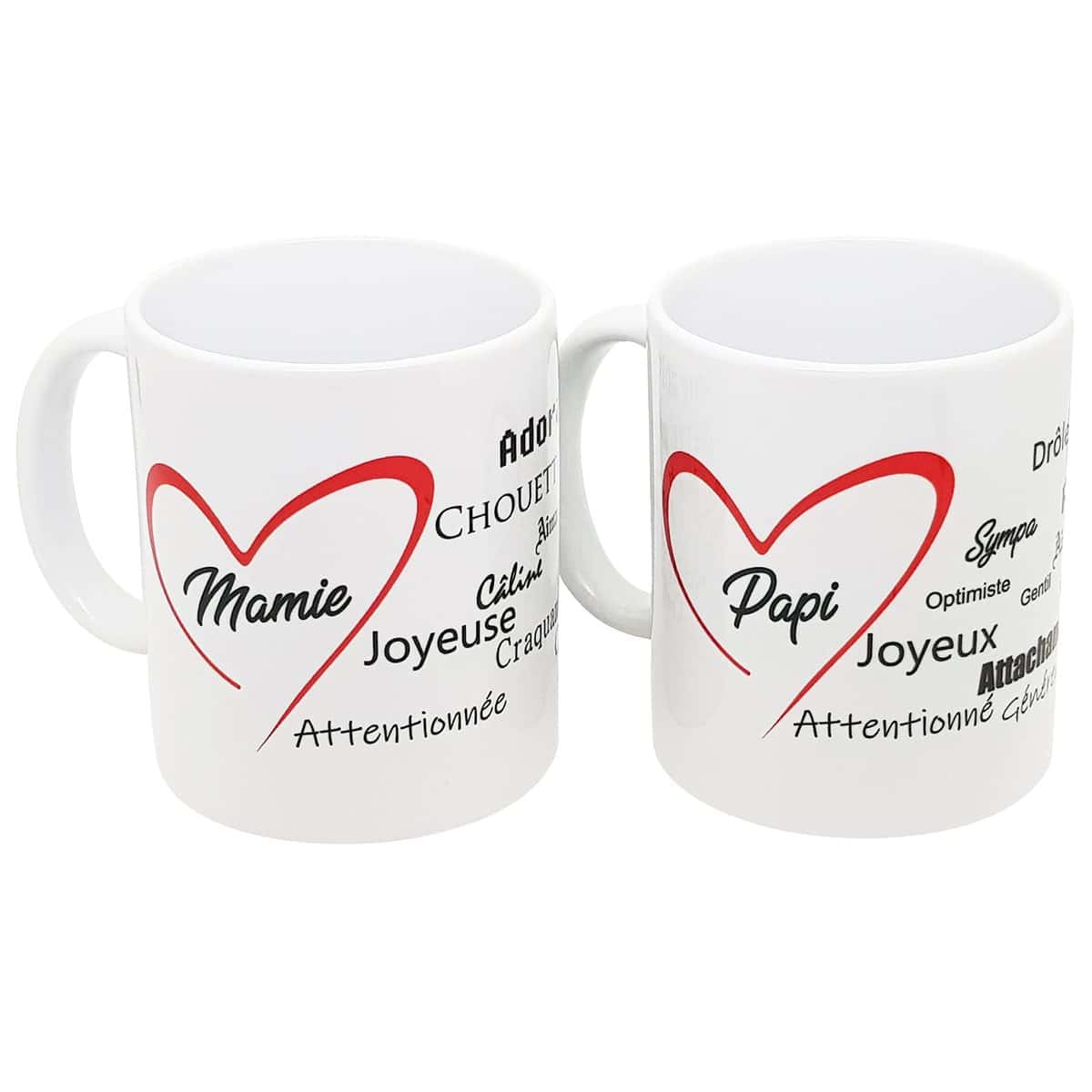 Mug amour duo lot de 2 tasses je t'aime papi mamie avec coeur Mug Qualité Idée Cadeau Originale grands parents Anniversaire Noël Fête Pour Grand-Mère et Grand-Père