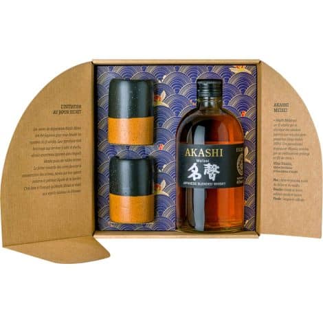 Pack Whisky Akashi Meïsei avec 2 verres japonais, 40°, 50CL.