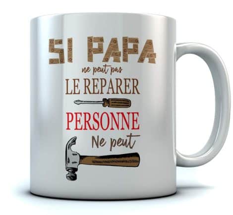 Mug Blanc pour Papa, idée cadeau pour la Fête des Pères ou anniversaire du bricoleur avec 11 oz.