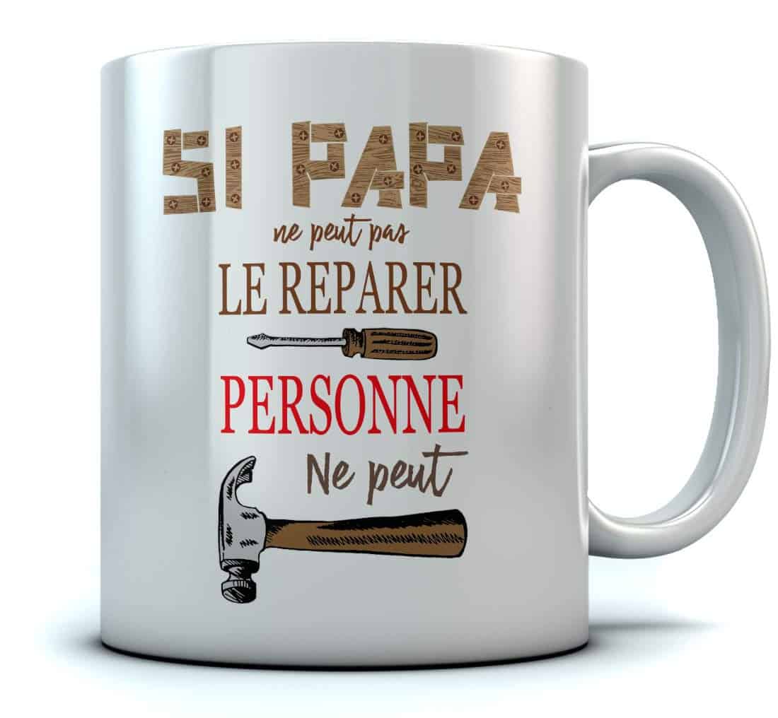 Mug Papa Cadeau Fête Des Pères Idées Cadeaux Anniversaire Tasse Bricoleur 11 Oz. Blanc