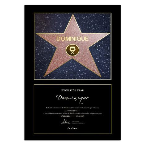 Étoile de Star Hollywood Personnalisée – Cadeau Original pour toutes occasions – Personnalisé avec prénom et message.