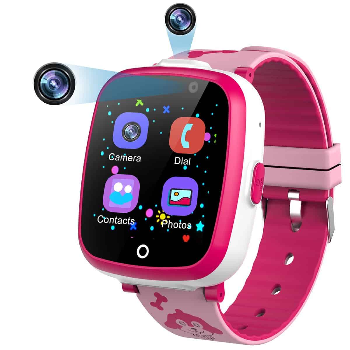 Montre Enfants, Montre Connectée Enfant Fille Garçon, Jouet enfant 3 4 5 6 7 8 9 10 11 12 ans, 6 Jeux, Musique MP3, Caméra, Alarme, SOS, Montre Intelligente 4-12 Ys, Cadeaux pour Filles Garçons (Rose)