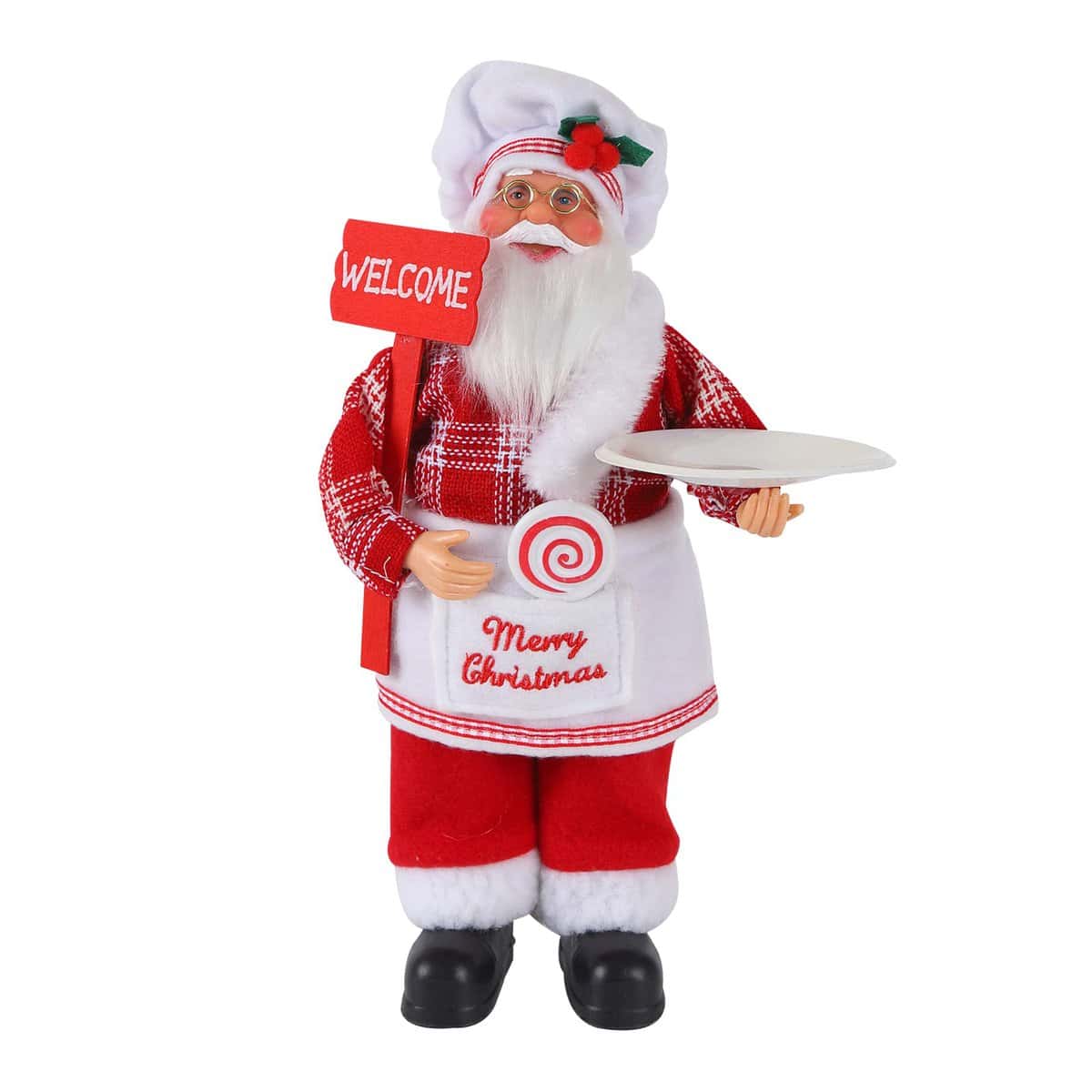 Figurines de Père Noël Ornement de Noël Père Noël Figurines de Père Noël Debout Plastique Figurine Père Noël Réaliste Décoration du père Noël Figurine Père Noël chef de cuisine Debout Décor Cadeau