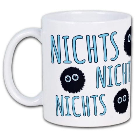 Tasse NICHTS – Parfait pour ceux qui n’ont besoin de rien et ont tout (blanc/bleu clair)