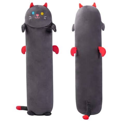 Chat méchant, oreiller en peluche long, cadeau kawaii idéal pour adolescents, garçons et filles. (130CM)