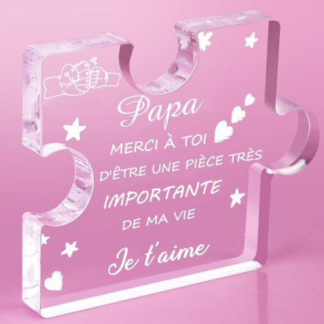 Cadeau personnalisé pour papa : puzzle acrylique gravé, parfait pour la fête des pères, anniversaire, Noël et la Saint-Valentin.