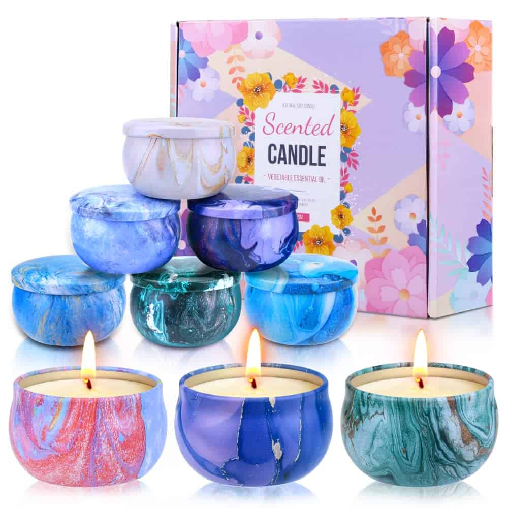 Bougie Parfumée Ensemble Cadeau, Cadeau de Noël pour Femme, 9 * 75g Bougies en Cire De Soja Naturel pour L'aromathérapie Mariage Yoga Bath Cadeau de Fête des Mères et La Saint Valentin