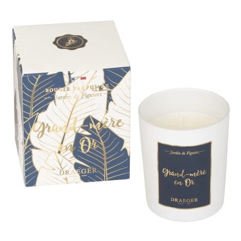 Bougie Or Blanc de DRAEGER Paris | Parfum de figuier pour maman, grand-mère, anniversaire ou Noël | Cadeau idéal Fête des Mères | 100% cire végétale.