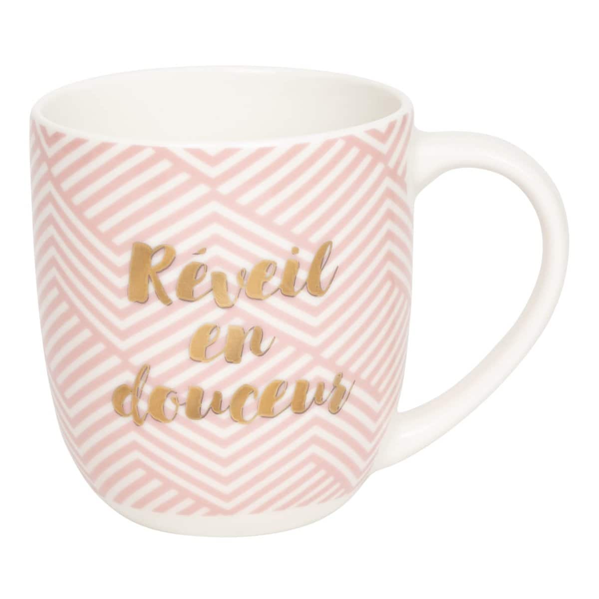 DRAEGER PARIS | Mug rose en céramique "Réveil en douceur" | Mug original Idée Cadeau Frère, Sur, Famille, Ami, Collègue | Tasse à café avec coffret Cadeau