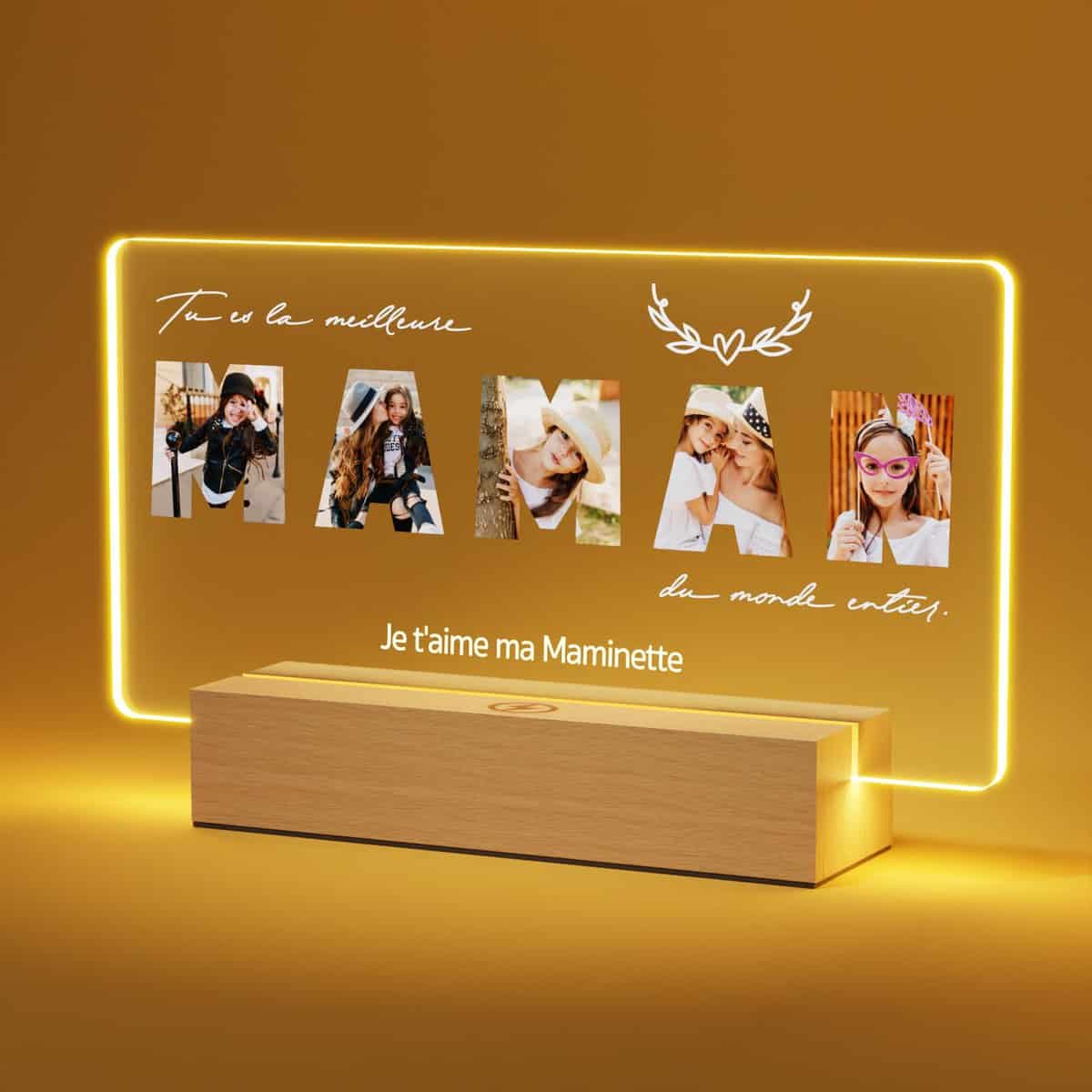 Giftove Cadeau Maman Personnalisé - Lampe Cadre Photo en Verre Personnalisé - Cadeau Fete des Meres Original - Idée Cadeaux Fête des Mères - Idee Cadeau de Noel Anniversaire pour Maman