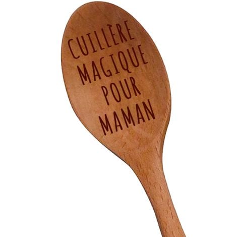 Cuillère Enchantée gravée pour Maman en Bois – Idéal pour cuisiner. Parfait pour les anniversaires.