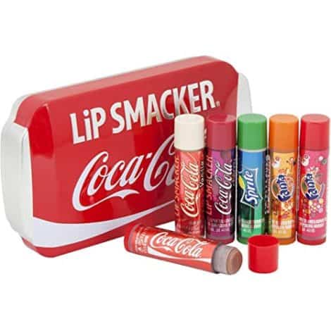 Baumes à lèvres Coca-Cola en canettes – Assortiment de parfums – Coffret cadeau sucré de 6 pièces.