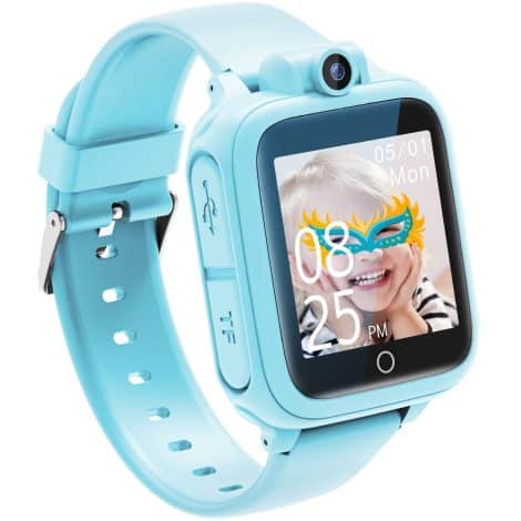 Montre Intelligente pour Enfants Awatty, avec caméra pivotante, jeux et connectivité, parfait cadeau garçon/fille. (Bleu)