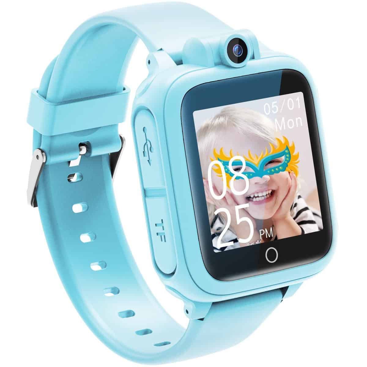 Awatty Montre Intelligente pour Enfants, Jouet Enfant 3 4 5 6 7 8 9 10 11 12 ans, Caméra Rotative à 90°, 14 Jeux, Montre Connectée Enfant Garçon, Jeux Enfant Cadeaux, Grands Cadeau Fille Garçon (Bleu)