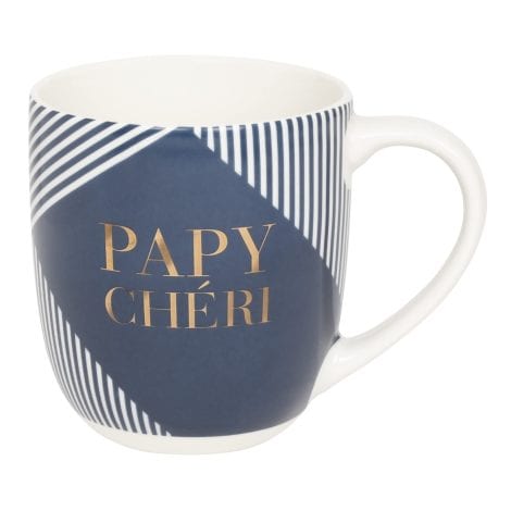 DRAEGER PARIS | Tasse en céramique bleue “Papy Chéri” | Idée cadeau pour grand-père, papi, papa, anniversaire | Tasse originale avec boîte cadeau.