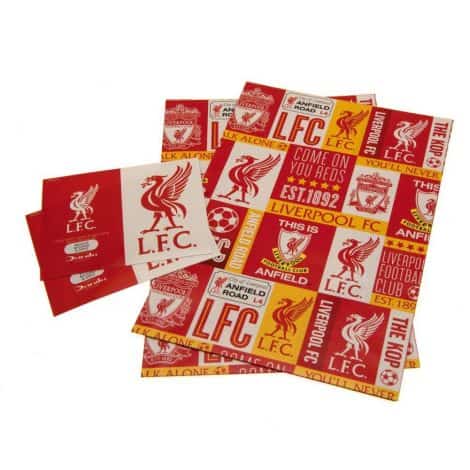 Papier cadeau officiel Liverpool F.C. – 2 feuilles et 2 étiquettes cadeau – Multicolore – B01gwplv.