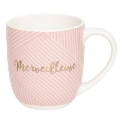 DRAEGER PARIS | Tasse en céramique rose “Merveilleuse” | Idée cadeau originale pour ta meilleure amie, copine, sur, maman, mamie | Tasse à café avec coffret cadeau.