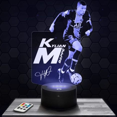 Lampe de nuit tactile PSG K. Mbappé 2022, effet 3D LED, cadeau idéal pour Noël et anniversaire.