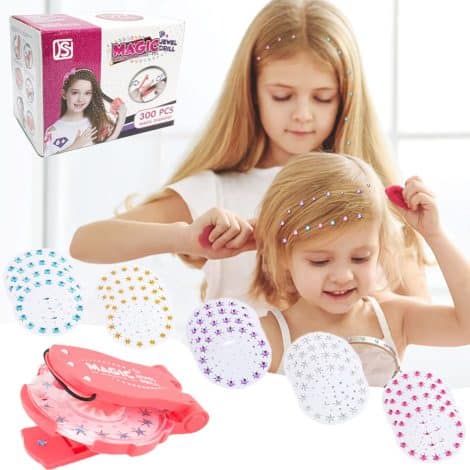 Ensemble de 375 accessoires pour cheveux, machine à diamants, kit rechargement bijoux, outil coiffure, coffret cadeau parfait pour filles, enfants, femmes.