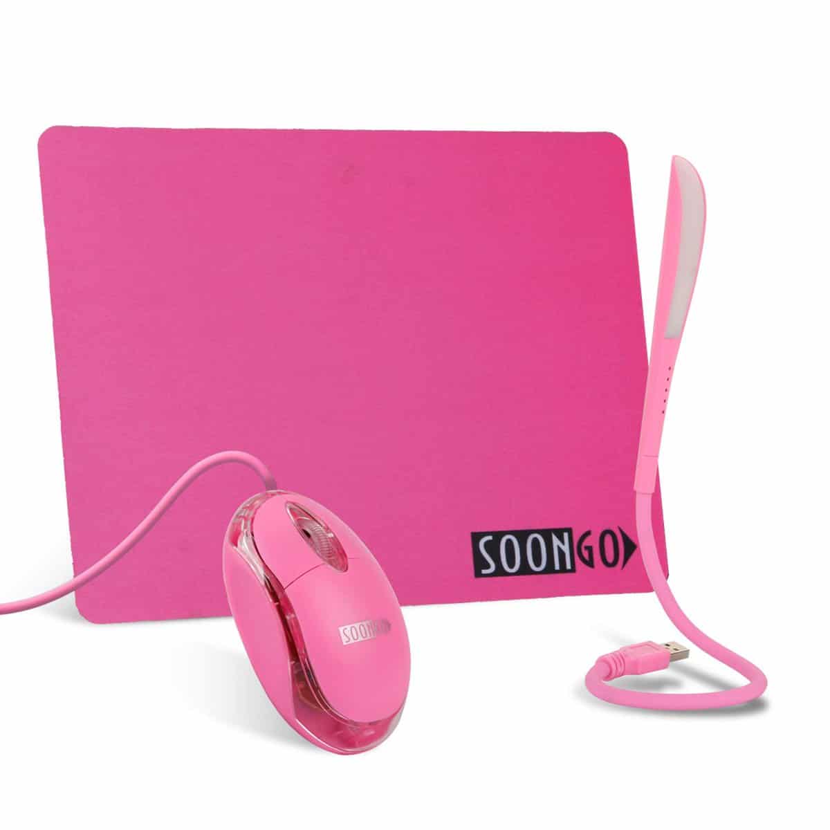 SourisTapis de Souris Lampe de Lecture à LED Interrupteur Tactile à Gradation Trois-en-Un et Lampe de Lecture USB Flexible à col de Cygne, Convient pour Ordinateur Portable, PC, Bureau Rose