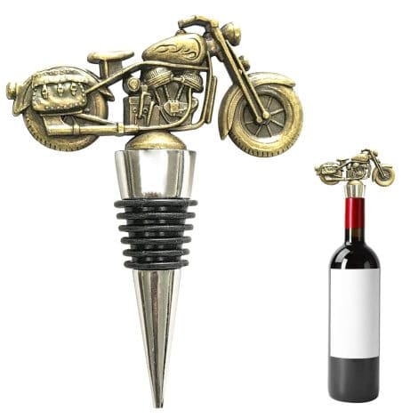 Bouchon élégant pour bouteille de vin ou de champagne, idéal pour moto, parfait accessoire vin, cadeau mignon pour homme ou femme, idée cadeau pour la fête des pères, essentiel pour le bar et le vin.