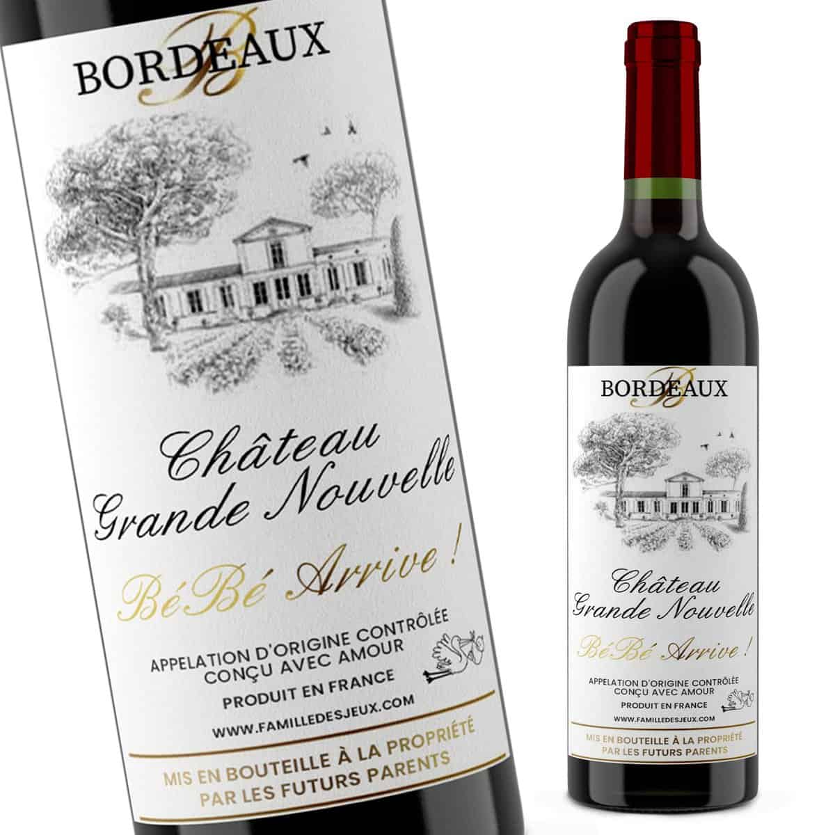 4 Etiquettes Autocollantes Bouteille de Vin - Annonce de Grossesse Originale BéBé ARRIVE | Futurs Grand-Parents | Annonce Naissance - Futur papy - Future mamie - Tonton - Tata - Parrain - Marraine