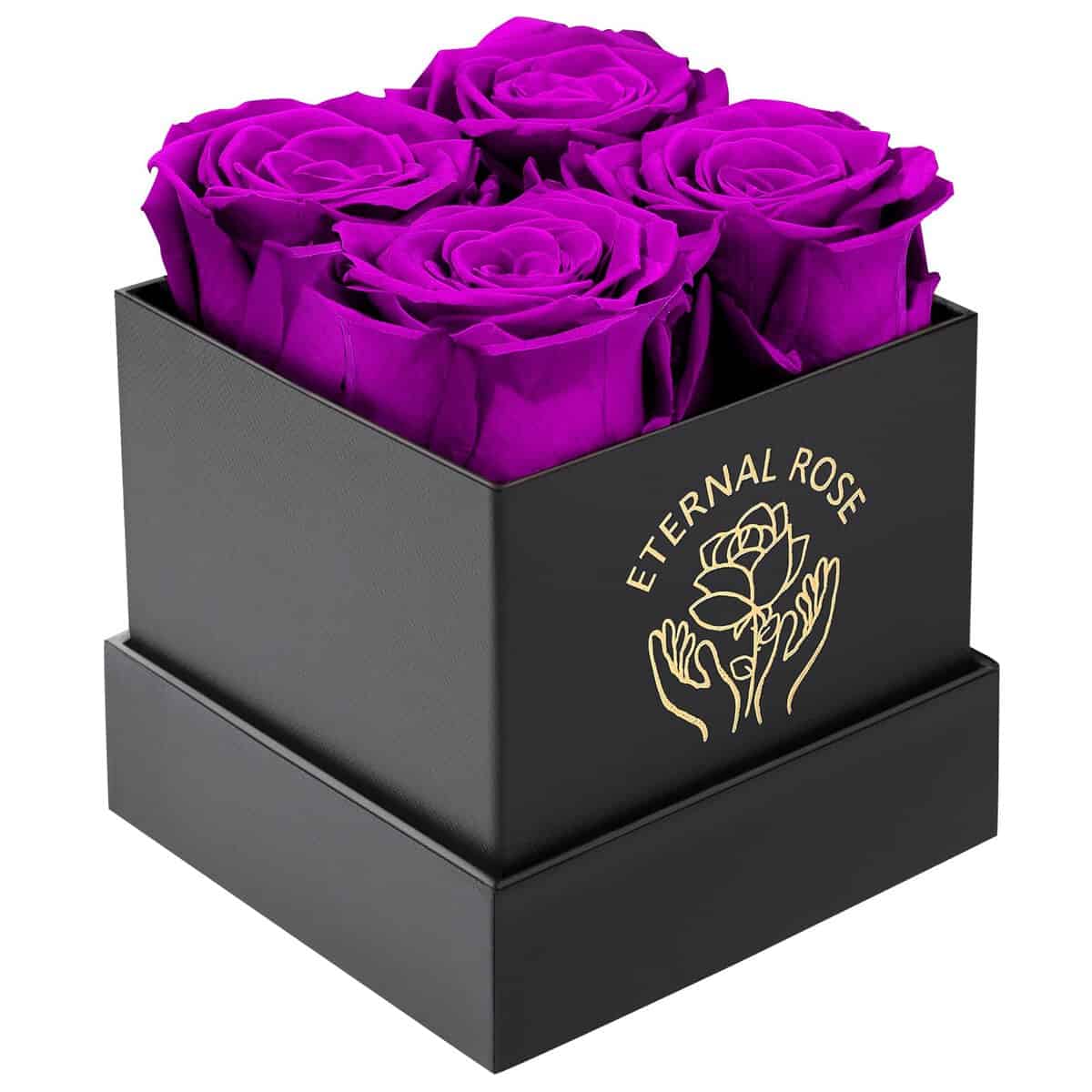 DATEFUN Rose Éternelle, Fleur Eternelle, Idée Boîte Cadeau pour Sa Petite Amie, Maman, Épouse, Grand-Mère, pour La Saint-Valentin, La Fête des Mères, l'anniversaire De Noël (Violet)