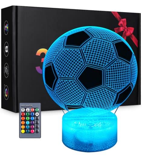 Lampe de football 3D Zawaer, cadeau garçon/fille, veilleuse fissurée avec télécommande, câble USB inclus, décoration chambre.