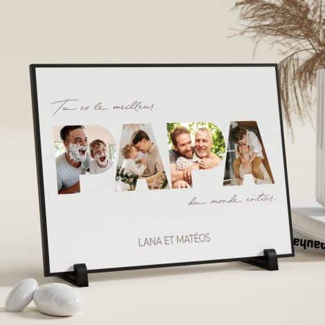 Cadre photo en bois avec photo et texte personnalisés pour Papa. Idée originale de cadeau pour la Fête des Pères, anniversaire ou Noël.