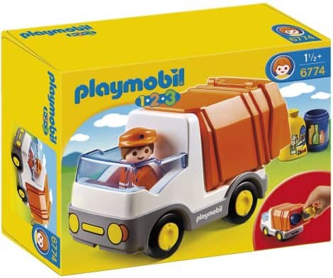 Camion-poubelle PLAYMOBIL 1.2.3 6774 – Avec un personnage, un véhicule et des accessoires – Premiers jeux d’apprentissage pour les tout-petits de 18 à 36 mois.