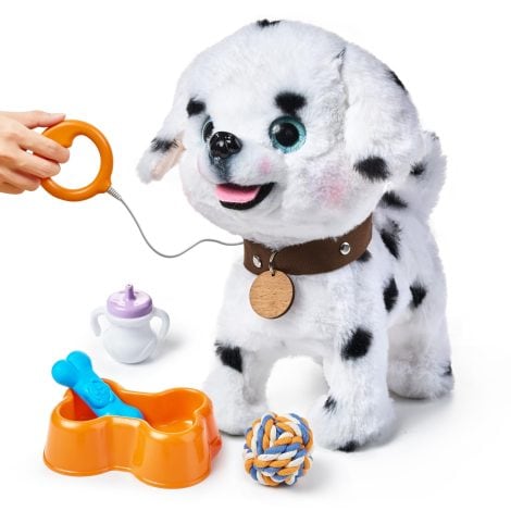 Jouet interactif pour enfant : Chien en peluche qui marche et aboie, parfait pour cadeau filles ou garçons (3-6+ ans).