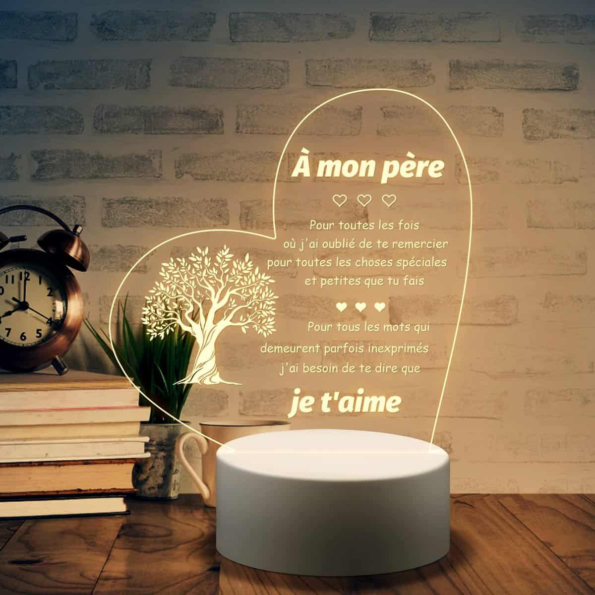 Welsky Cadeau Papa, LED Veilleuse en Acrylique Cadeaux, Cadeau Fete des Peres pour Papa,Cadeau Anniversaire Papa, Cadeau pour Papa Original, Idée Cadeau Papa Noel