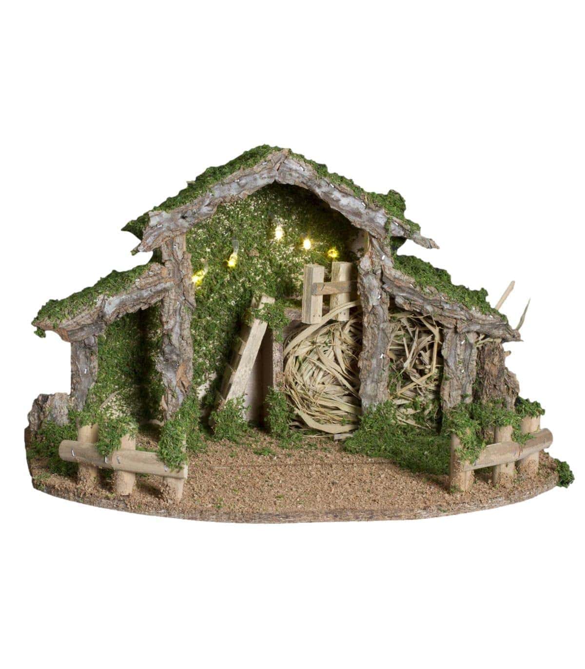 FEERIC CHRISTMAS - Décoration Crèche de Noël décorée et Lumineuse 5 LED H 22.5 cm