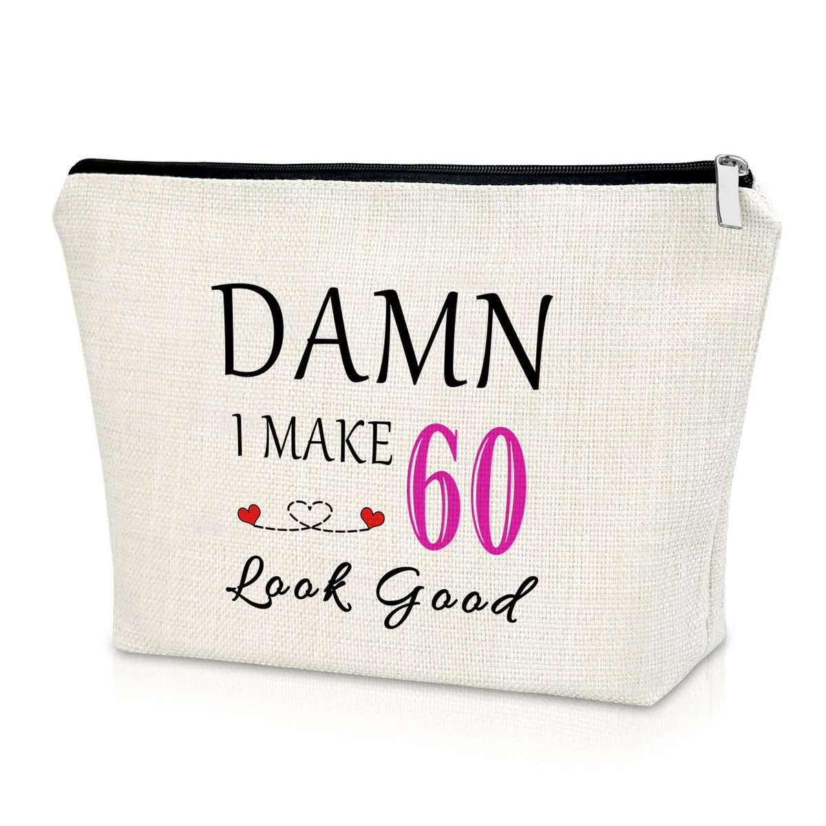 Sazuwu Idée cadeau pour 60e anniversaire pour femme, trousse de maquillage pour grand-mère, épouse, tante, trousse de maquillage pour 60e anniversaire, retraite, fête des mères, cadeau de Noël, noir