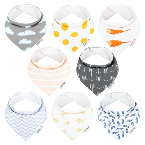 Ensemble 8 Bavoirs Triangulaires Bébé Bandana en Coton Doux, Parfait Cadeau de Naissance pour Bébés. (Série 1)