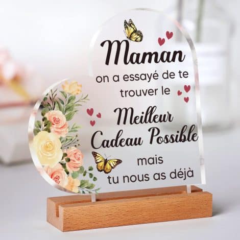 Cadeau spécial pour maman : Plaque en acrylique pour Noël, anniversaire ou pour belle-mère. Idéal pour maman.