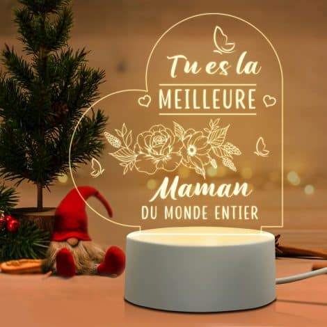 Cadeau spécial pour maman : Veilleuse LED en acrylique, idéale pour Noël, anniversaire, fête des mères.